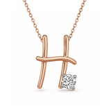10kt Rose Gold Minimal Lab Diamond Initial H Necklace (1/5 Ct. Tw.) front image