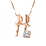 10kt Rose Gold Minimal Lab Diamond Initial H Necklace (1/5 Ct. Tw.) right