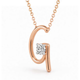 10kt Rose Gold Minimal Lab Diamond Initial G Necklace (1/5 Ct. Tw.) right