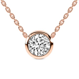 14ct Rose Gold Agustina Round Bezel Lab Diamond Solitaire Necklace (1 Ct. Tw.) front image