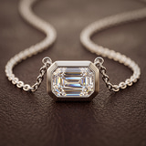 14kt White Gold Aubree Emerald Bezel Lab Diamond Solitaire Necklace (1 1/2 Ct. Tw.) color product image two