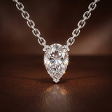 10kt White Gold Fiona Pear Lab Diamond Solitaire Necklace (3 Ct. Tw.) color product image two