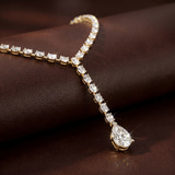 10kt White Gold Oval & Pear Lariat Lab Diamond Tennis Necklace (15 Ct. Tw.) color product image one