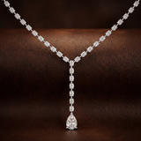 10kt White Gold Oval & Pear Lariat Lab Diamond Tennis Necklace (15 Ct. Tw.) color product image two