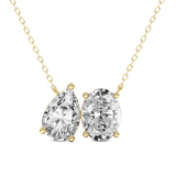 10kt Yellow Gold Sweetheart Spark Two Stone Pear and Oval Lab Diamond Fashion Necklace (1 Ct. Tw.) front image