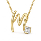 10kt Yellow Gold Minimal Lab Diamond Initial M Necklace (1/5 Ct. Tw.) right