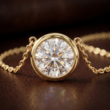 14kt Yellow Gold Agustina Round Bezel Lab Diamond Solitaire Necklace (1 Ct. Tw.) color product image one