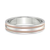 18kt Rose Gold Crossline Milgrain Men's Band front image