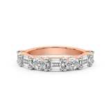 9ct Rose Gold Rania Emerald and Oval Lab Diamond Anniversary Band (1 Ct. Tw.) front image