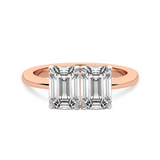 10kt Rose Gold Itzel Two Stone with Both Emeralds Toi Et Moi Lab Grown Diamond Ring (1 Ct. Tw.) front image