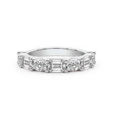 14ct White Gold Rania Emerald and Oval Lab Diamond Anniversary Band (1 Ct. Tw.) front image