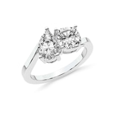Platinum Cecelia Two Stone Cushion and Pear Toi et Moi Lab Grown Diamond Ring (2 Ct. Tw.) right