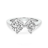 10kt White Gold Luisa Two Stone Round and Princess Toi et Moi Lab Grown Diamond Ring (1 Ct. Tw.) front image