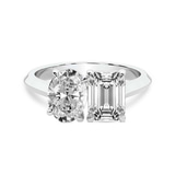 10kt White Gold Trianna Two Stone Oval and Emerald Toi Et Moi Lab Grown Diamond Ring (1 Ct. Tw.) front image