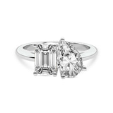 9ct White Gold Atana Two Stone Emerald and Pear Toi Et Moi Lab Grown Diamond Ring (1 Ct. Tw.) front image