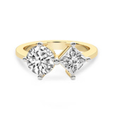 10kt Yellow Gold Luisa Two Stone Round and Princess Toi et Moi Lab Grown Diamond Ring (3 Ct. Tw.) front image