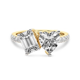 10kt Yellow Gold Vega Two Stone Emerald and Heart Toi Et Moi Lab Grown Diamond Ring (1 Ct. Tw.) front image