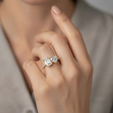 10kt Yellow Gold Vega Two Stone Emerald and Heart Toi Et Moi Lab Grown Diamond Ring (1 Ct. Tw.) model