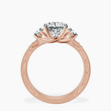 14kt Rose Gold Valencia Three Stone Vintage Lab Diamond Ring side right image one