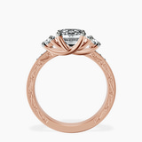 14kt Rose Gold Valencia Three Stone Vintage Lab Diamond Ring side right image one