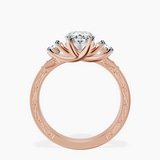 14kt Rose Gold Valencia Three Stone Vintage Lab Diamond Ring side right image one