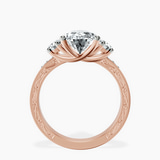 14kt Rose Gold Valencia Three Stone Vintage Lab Diamond Ring side right image one