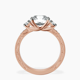 14kt Rose Gold Valencia Three Stone Vintage Lab Diamond Ring side right image one