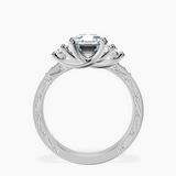 Platinum Valencia Three Stone Vintage Lab Diamond Ring side right image one