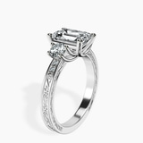 Platinum Valencia Three Stone Vintage Lab Diamond Ring standing product image one
