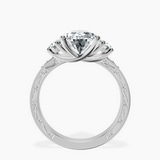 Platinum Valencia Three Stone Vintage Lab Diamond Ring side right image one