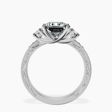 Platinum Valencia Three Stone Vintage Lab Diamond Ring side right image one
