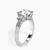 Platinum Valencia Three Stone Vintage Lab Diamond Ring standing product image one