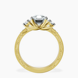 18kt Yellow Gold Valencia Three Stone Vintage Lab Diamond Ring side right image one