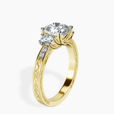 10kt Yellow Gold Valencia Three Stone Vintage Lab Diamond Ring standing product image one