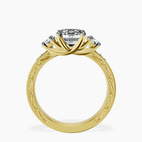 18kt Yellow Gold Valencia Three Stone Vintage Lab Diamond Ring side right image one