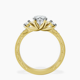 18kt Yellow Gold Valencia Three Stone Vintage Lab Diamond Ring side right image one