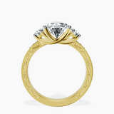 10kt Yellow Gold Valencia Three Stone Vintage Lab Diamond Ring side right image one