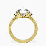 14kt Yellow Gold Valencia Three Stone Vintage Lab Diamond Ring side right image one