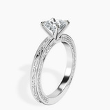 18kt White Gold Ivory Vintage Solitaire Lab Diamond Ring standing product image one