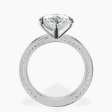 Platinum Ivory Vintage Solitaire Lab Diamond Ring side right image one
