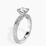 14kt White Gold Ivory Vintage Solitaire Lab Diamond Ring standing product image one