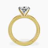 18kt Yellow Gold Ivory Vintage Solitaire Lab Diamond Ring side right image one