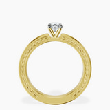 18kt Yellow Gold Ivory Vintage Solitaire Lab Diamond Ring side right image one