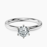 18kt White Gold Six Prong Solitaire 2mm Lab Diamond Ring front image