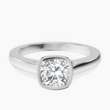 10kt White Gold Bezel Set Solitaire Lab Diamond Ring front image