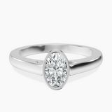 14kt White Gold Bezel Set Solitaire Lab Diamond Ring front image
