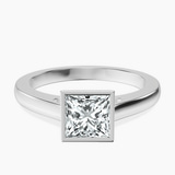 18kt White Gold Bezel Set Solitaire Lab Diamond Ring front image