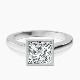 Platinum Bezel Set Solitaire Lab Diamond Ring front image