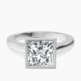 Platinum Bezel Set Solitaire Lab Diamond Ring front image
