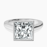 10kt White Gold Bezel Set Solitaire Lab Diamond Ring front image